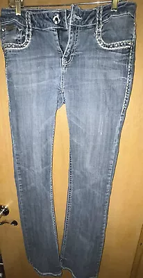 L.A. Idol Jeans Big Rhinestones Bootcut Flare Denim Jeans Size 11 W33 L34 • $25.80