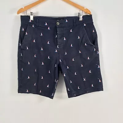 Asos Mens Chino Shorts Size 32 Navy Blue Sailing Cotton Zip Fly 052301 • £10