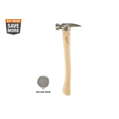 Milwaukee 19 Oz. Smooth Face Hickory Framing Hammer Metal Head Wood Handle • $31.99