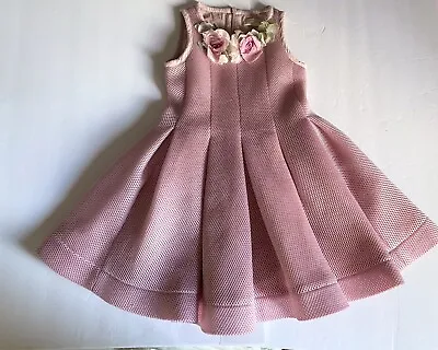 MONNALISA CHIC Made In Italy Toddler Girl   Sz 6 Pink Scuba Knit Fit Flare Dress • $175.55