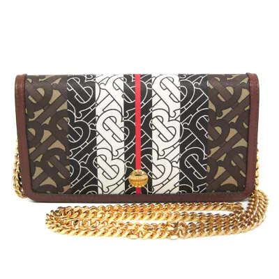Burberry Logo Women's PVCLeather Chain/Shoulder Wallet BrownMulti-col BF570741 • $468.95