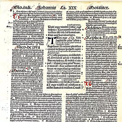 1498 Froben Incunable Bible Leaf Manuscript Christian Decor Medieval Art - F • $124.95