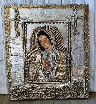 Vintage Tin Diorama Nicho Mexican Folk Art Retablo Religious Virgin Mary • $39.99