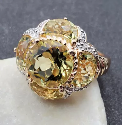 Victoria Wieck Canary Yellow Citrine Gold Vermeil 925 Sterling Ring Sz 10 VIDEO • $97.99