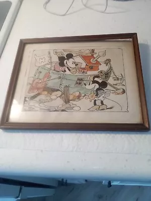 MICKEY MOUSE Drawing Pen Water Coulor 1936 • $400