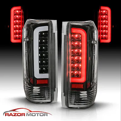 $115.92 • Buy For 89-97 Ford F150 F250 F350 Bronco Red C-Shape LED Black Taillights Brake Lamp