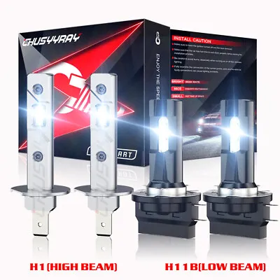 4x H1 H11B LED Combo Bulbs Headlight High-Low Beam 6000K 80W Conversion Kit • $26.99