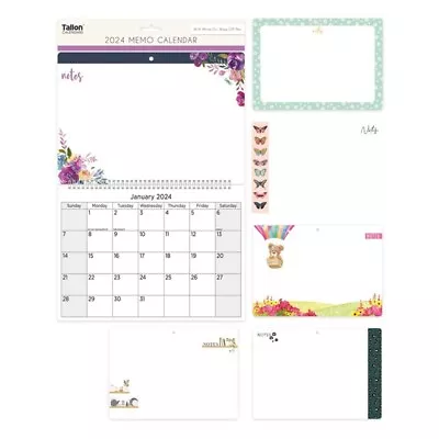 2024 Monthly Memo Illustrated Wall Calendar Family Organiser With Pen Homeoffice • £2.99