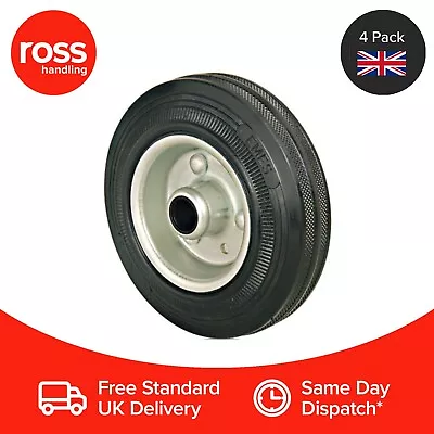 Set Of 4 150mm Rubber Wheels Plain Bearings Replacement Trolley Wheels UK Seller • £28.68