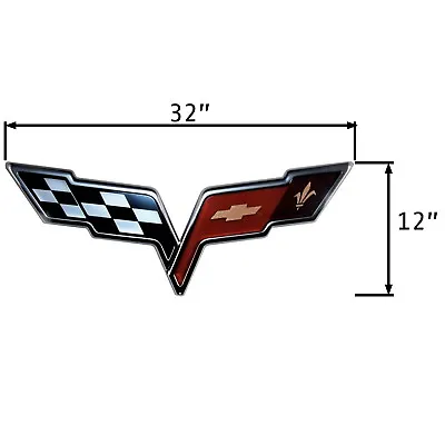 2005-2013 Corvette C6 Crossed Flags Heavy Gauge Metal Logo 32x12 Sign • $94.95
