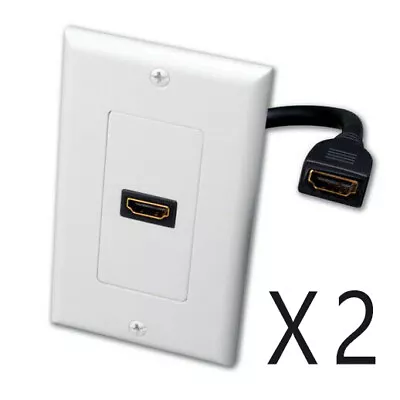 2 Pack - 1-Port HDMI Pigtail Wall Face Plate Panel Cover Outlet 4K ARC HDR White • $12.82