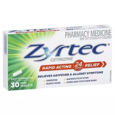 Zyrtec Rapid Acting Antihistamine Allergy & Hayfever Mini Tablets 30 Pack • $29.99