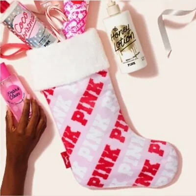 Victoria's Secret PINK Christmas Holiday Stocking Red White & Pink Logo • $12.88