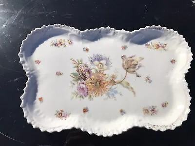 Beautiful Antique Carlsbad Victoria Handpaint English Floral Garden Dresser Tray • $24.99