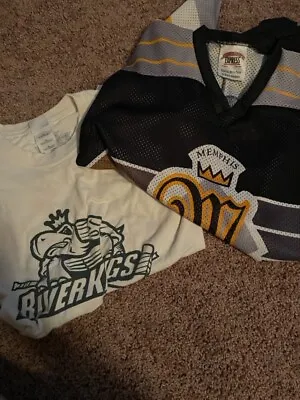 Vintage 90s Memphis River Kings Hockey Jersey + T-Shirt + 2 Pucks (see Pictures) • $75