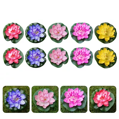 10pcs Artificial Floating Water Lily Simulation EVA Lotus Pond Decor • $9.10