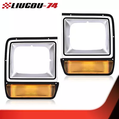 Fit For 1986-90 Dodge Pickup Headlight Headlamp Bezel Set W/Corner Parking Light • $30.20