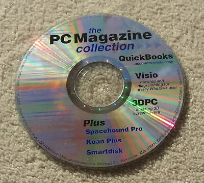 PC Magazine CD-ROM - Quickbooks Visio 3DPC Spacehound Pro Smartdisk - Circa 1995 • £2.25