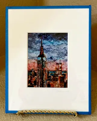 Michael Leu Signed Print New York Cityscape Empire Building Skyline Twin Towers • $20