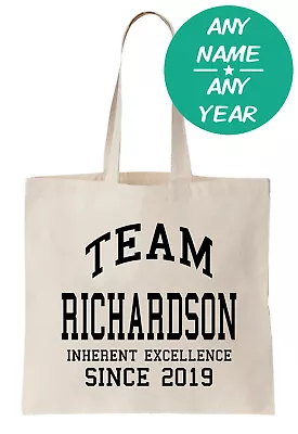 Team Surname Tote Bag Shopper Custom Gift Name Family College Any Year Any Name • £7.49