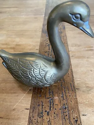 Vintage Brass Swan Paperweight Decoration  Mid Century Modern (X-1) • $11.99