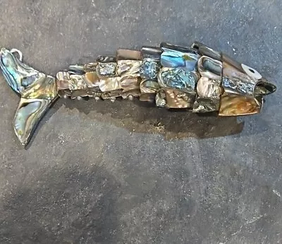 Abalone Mother Of Pearl Articulated Fish Bar/Beer Bottle Opener 7.5  Excellent!  • $35