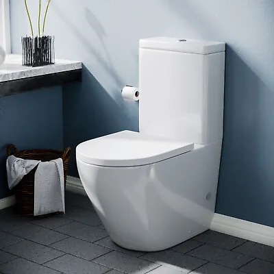 £164.99 • Buy Bella Rimless Round Modern Close Coupled Toilet Cistern, Pan And Soft Close Seat