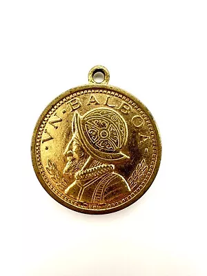 Vintage VN Balboa (Vasco Nunez De Balboa) Gold Toned Ship Sailing Pendant • $4.88