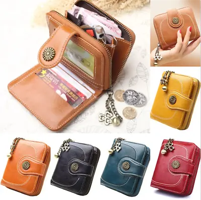 Womens Short Small Money Purse Wallet Ladies Leather Folding Coin Card Holder UK • £8.95