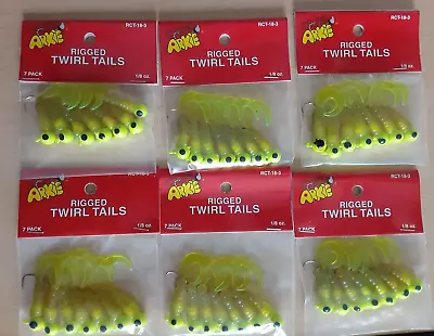 Arkie Rigged Twirl Tails Grub 1/8 Oz Crappie Panfish Jig Lot 6 Pack Chartreuse • $9.99