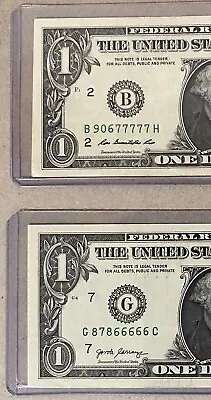 5in A Row 5 Of A Kind 66666-77777 Fancy Serial Number 1 Dollar Bills 2009-2017A • $25