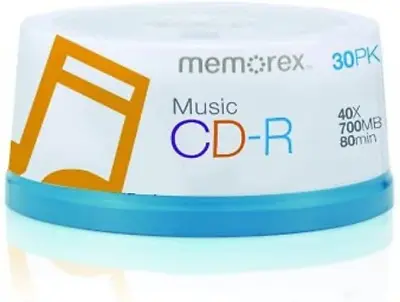 Memorex 15404001 Music CD-R DA 80 Minute 700 MB 40x ( 30-Pack Spindle) • $25.64