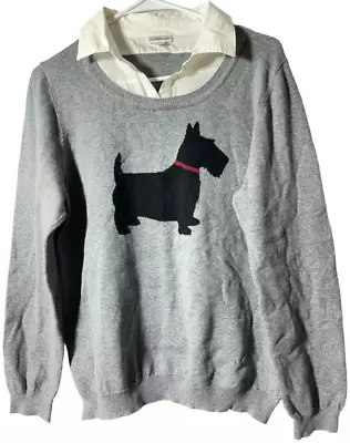 Croft & Barrow Womens Long Sleeve Miniature Schnauzer Sweater Size Medium (M) • $17.97