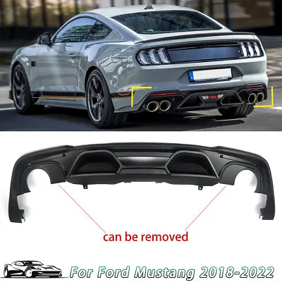 Fits 18-22 Ford Mustang GT500 Style Rear Bumper Lip Diffuser Dual Matte Black  • $385.98