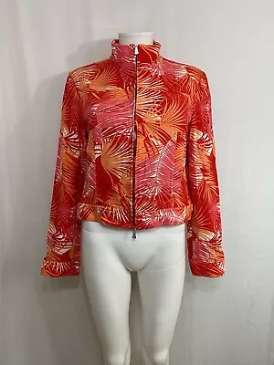 Vtg Versace Jeans Couture Pink Red Palm Print Jacket L • $225