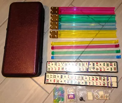 Mah-Jongg Mahjong Set 166 Tiles Racks Locking Hardshell Case Key Lots Of Extras! • $99.99