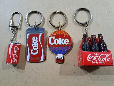 4 Vintage Coca Cola Keyrings Balloon Crate Can • £9.95