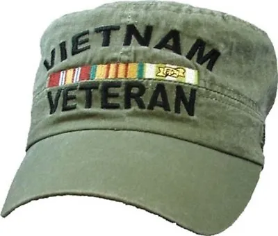 Vietnam Veteran With Ribbon Flat Top ODG Miltary Hat Baseball Cap • $19.95