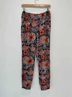 Caroline Morgan Floral Boho Harem Pants Women’s Sz 10 Elastic Waist & Cuffs VGC • $17.96