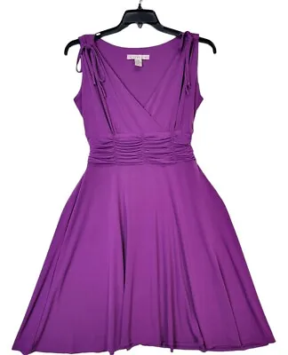 AA Studio Women Purple Fit & Flare Size 12P Sleeveless Dress V Neck Pleated • $27.75
