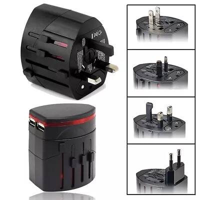 WorldWide Universal Travel Power Adapter Multi Plug Charger 2 USB UK EU US AU • £9.99