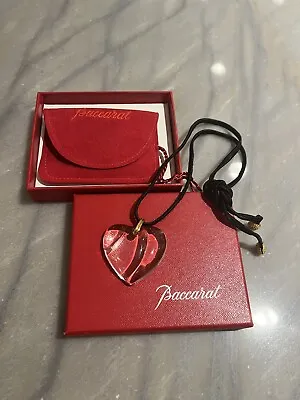 Baccarat Necklace Pendant Choker Heart Clear Crystal Signed W/ Pouch & Box • £65.63