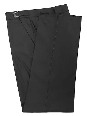 New Men's Black Flat Front Tuxedo Pants Wool Satin Stripe 33-35  Waist Regular • $53.99