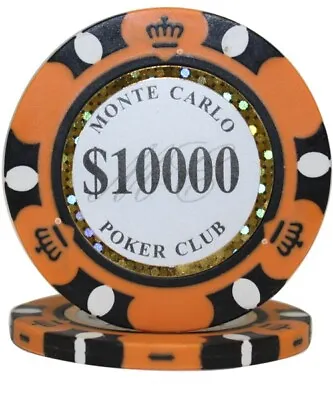 MRC POKER 50pcs 14g Monte Carlo Poker Club Poker Chips $10000 • $15.99