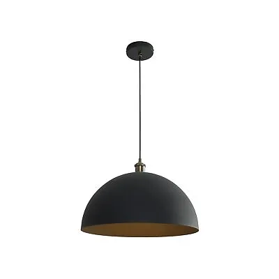 Vintage Black Pendant Light 17.72'' Retro Farmhouse Large Dome Pendant Lamp M... • $217.46