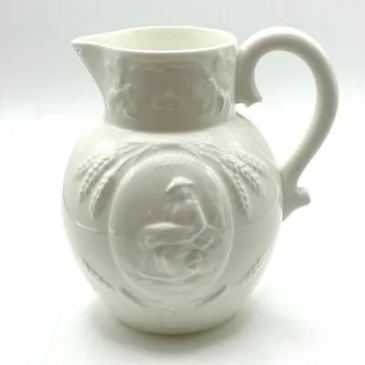Minton Vintage Early 20th Century White Raised Relief Bone China Handle Pitcher • $97.25