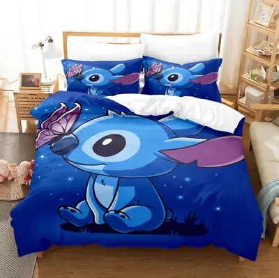 $62 • Buy Disney Lilo & Stitch Bedding Set,3Pcs Cartoon Duvet Cover Set For Girls Boys Bed
