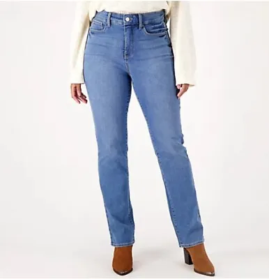 NYDJ Curve Shaper Marilyn Straight Jeans- Lovesick Reg 8 A520769 • $13.99