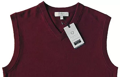 Men's TURNBURY Burgundy Deep Maroon Wool Sweater Vest Large L NEW NWT BIELLA • $39.99