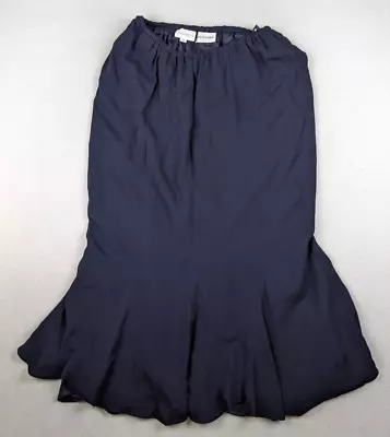 Vintage Women's Blue 100% Silk Flared Mermaid Maxi Skirt - Samsappelle - Size 14 • $19.99
